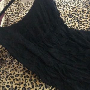 Black lace overlay empire waist short dress